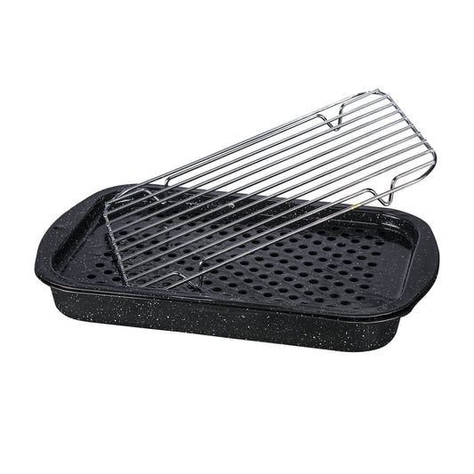 Granite Ware Roasting 8.11 in x 5.06 in Rectangle Nonstick Enameled Steel Roasting Pan & Rack Set of 3
