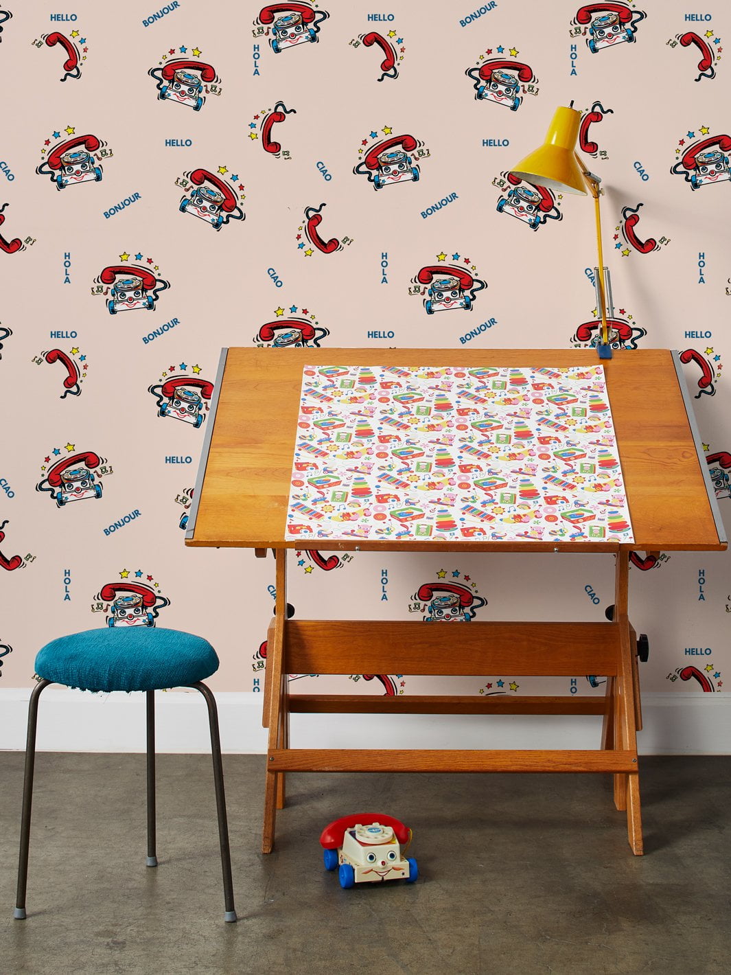 Greetings and Chatter Removable Vinyl Wallpaper By Fisher-Price - Peach