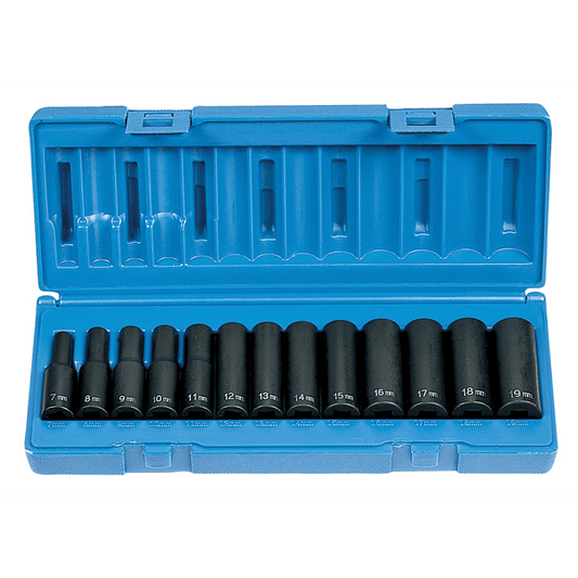 1203MD Juego MÃ©trico Profundo NeumÃ¡tico Gris de 13 Piezas con TransmisiÃ³n de 3/8" - 12 Puntos