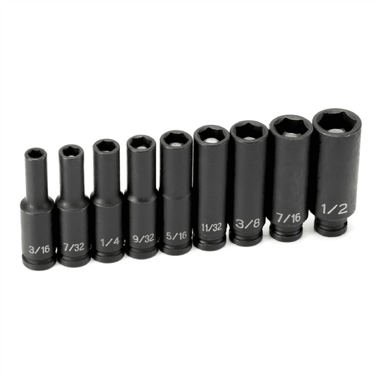 Grey Pneumatic 9709DG 1/4" Drive 9 pc. Deep Magnetic Impact Socket Set