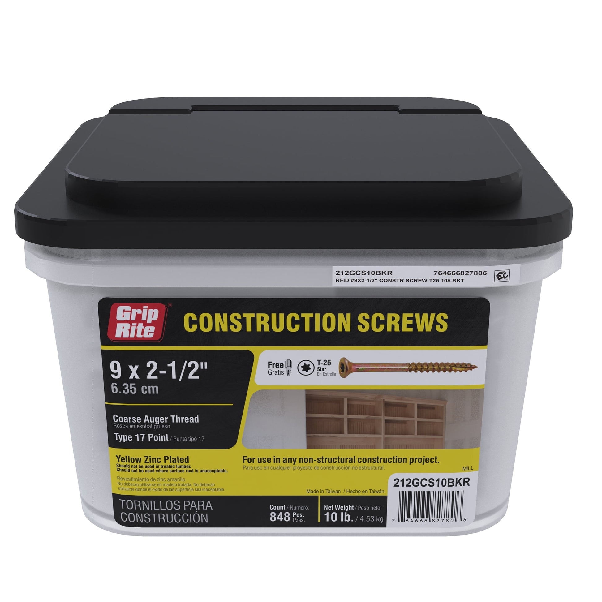 Grip-Rite #9 x 2-1/2 in. Star Drive Gold Construction Wood Screw 10 lb.