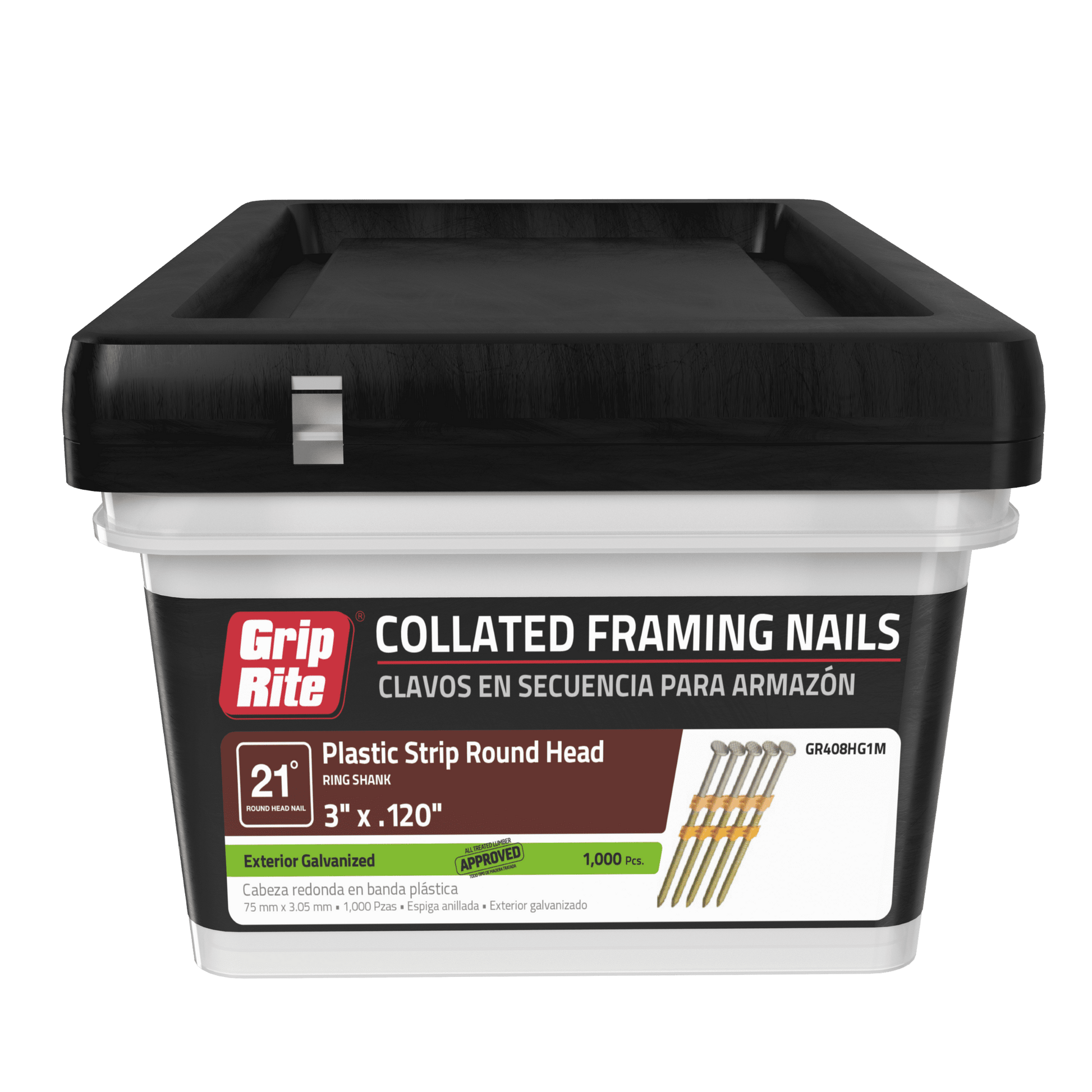 Grip-Rite 21O Plastic 3" X .120 HG Ring 1M Framing Nail