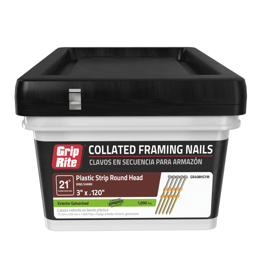 Grip-Rite 21O Plastic 3" X .120 HG Ring 1M Framing Nail