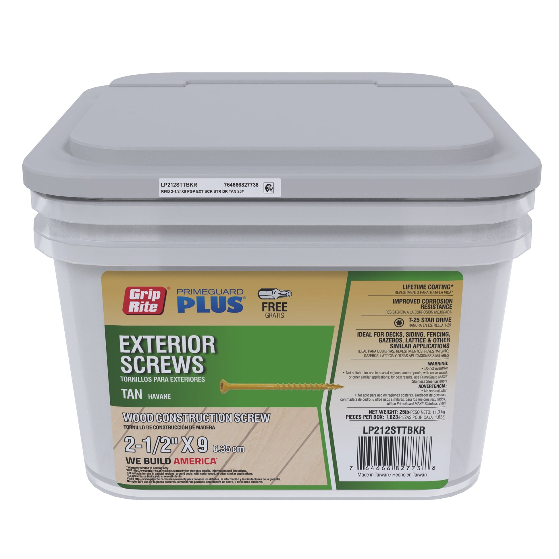 Grip-Rite PrimeGuard Plus #9 x 2-1/2 in. Tan Wood to Wood Deck Screw 25lb.