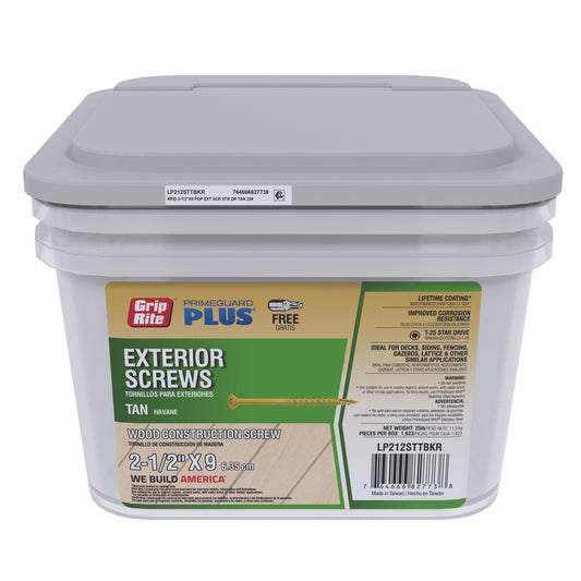 Grip-Rite PrimeGuard Plus #9 x 2-1/2 in. Tan Wood to Wood Deck Screw 25lb.