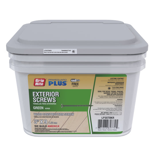 Grip-Rite PrimeGuard Plus #9 x 3 in. Green Wood to Wood Deck Screw 25 lb.