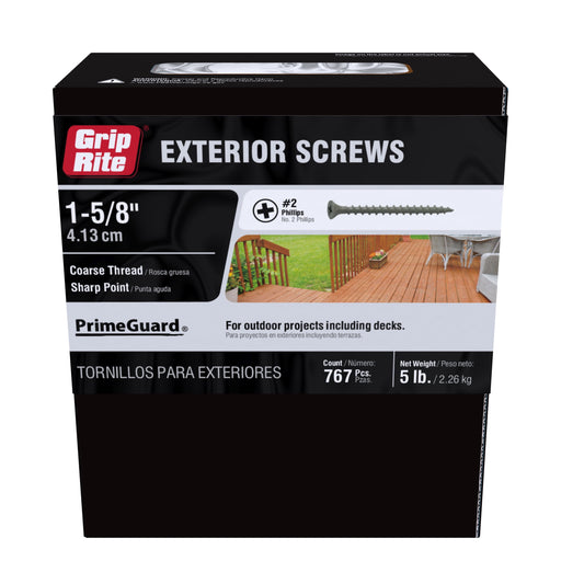 Grip-Rite PrimeGuard Ten #8 x 1-5/8 in. Wood to Wood Deck Screw 5 lb.