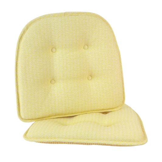 Gripper Non-Slip 15" x 16" Omega Tufted Chair Cushions, Set of 2, Yellow