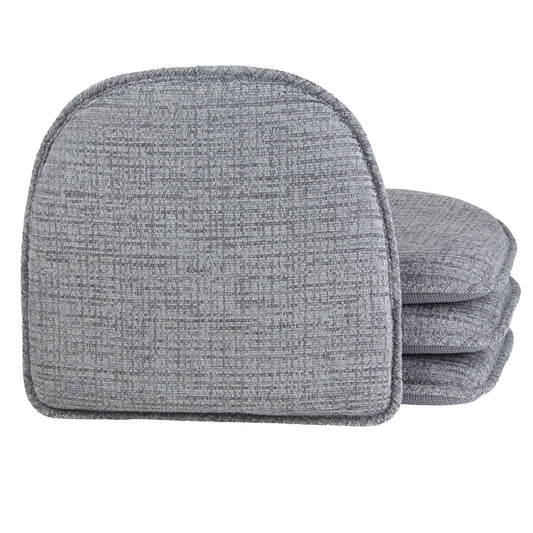 Gripper Non Slip 15"x16" Kendal Nickel Gray Chenille Chair Cushions, Set of 4
