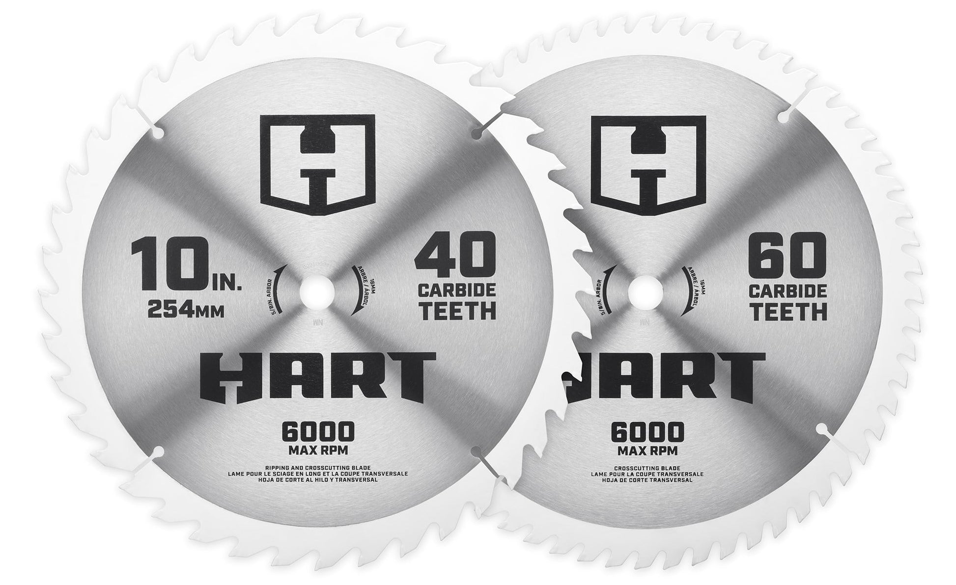 HART 10-inch 40T & 60T Ripping & Crosscutting Saw Blades