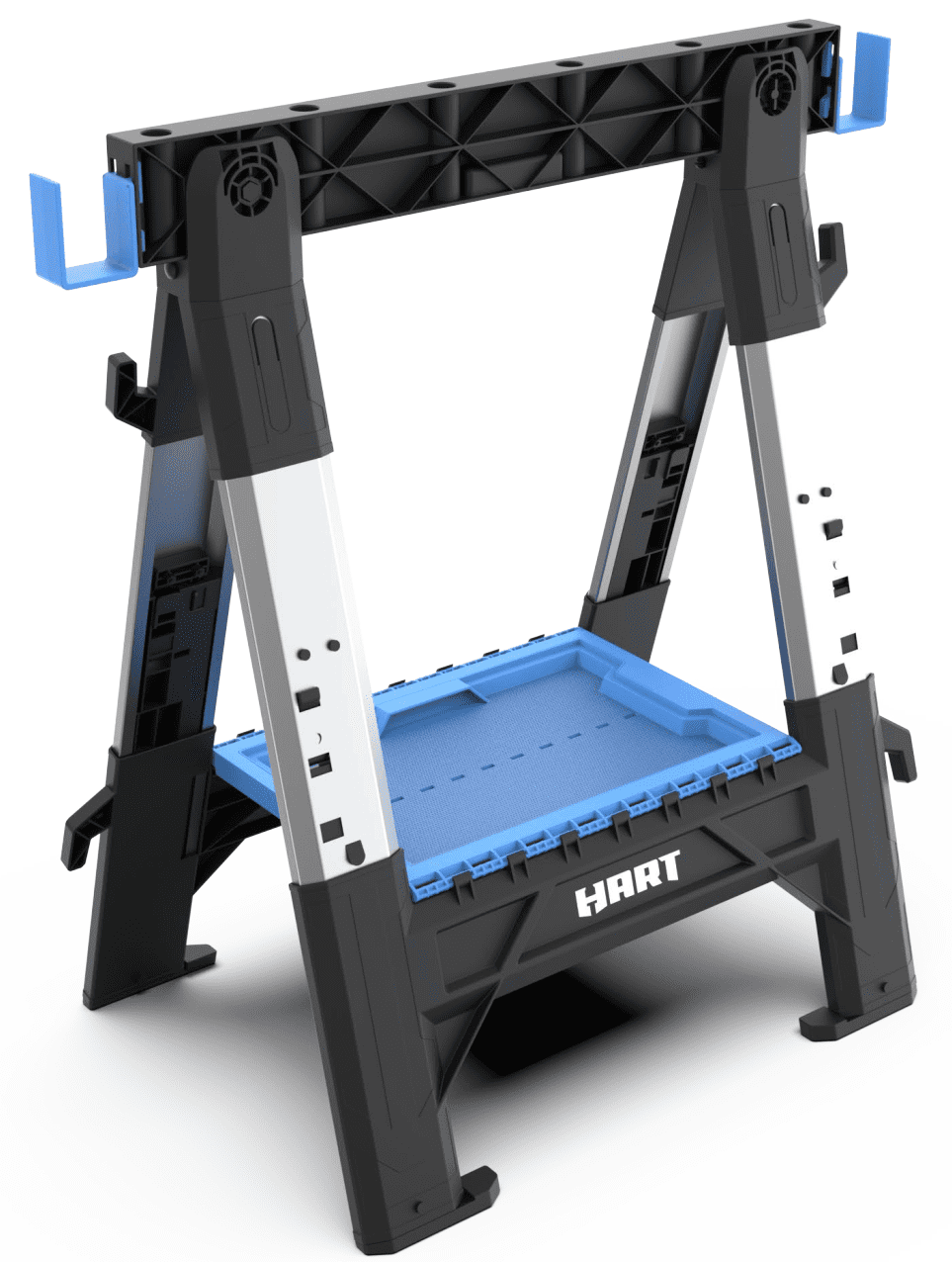 HART Folding Sawhorse with Adjustable Legs â€“ Heavy-Duty, Portable Work Support with Adjustable Height
