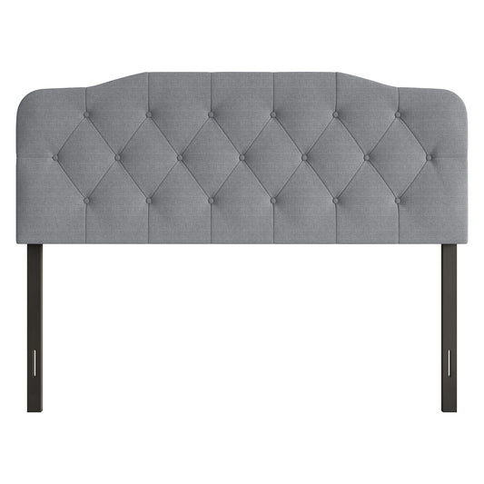 Home Design Angela King Button-Tufted Upholstered Headboard with Adjustable Height and Foam Padding, Grey, Easy assembly