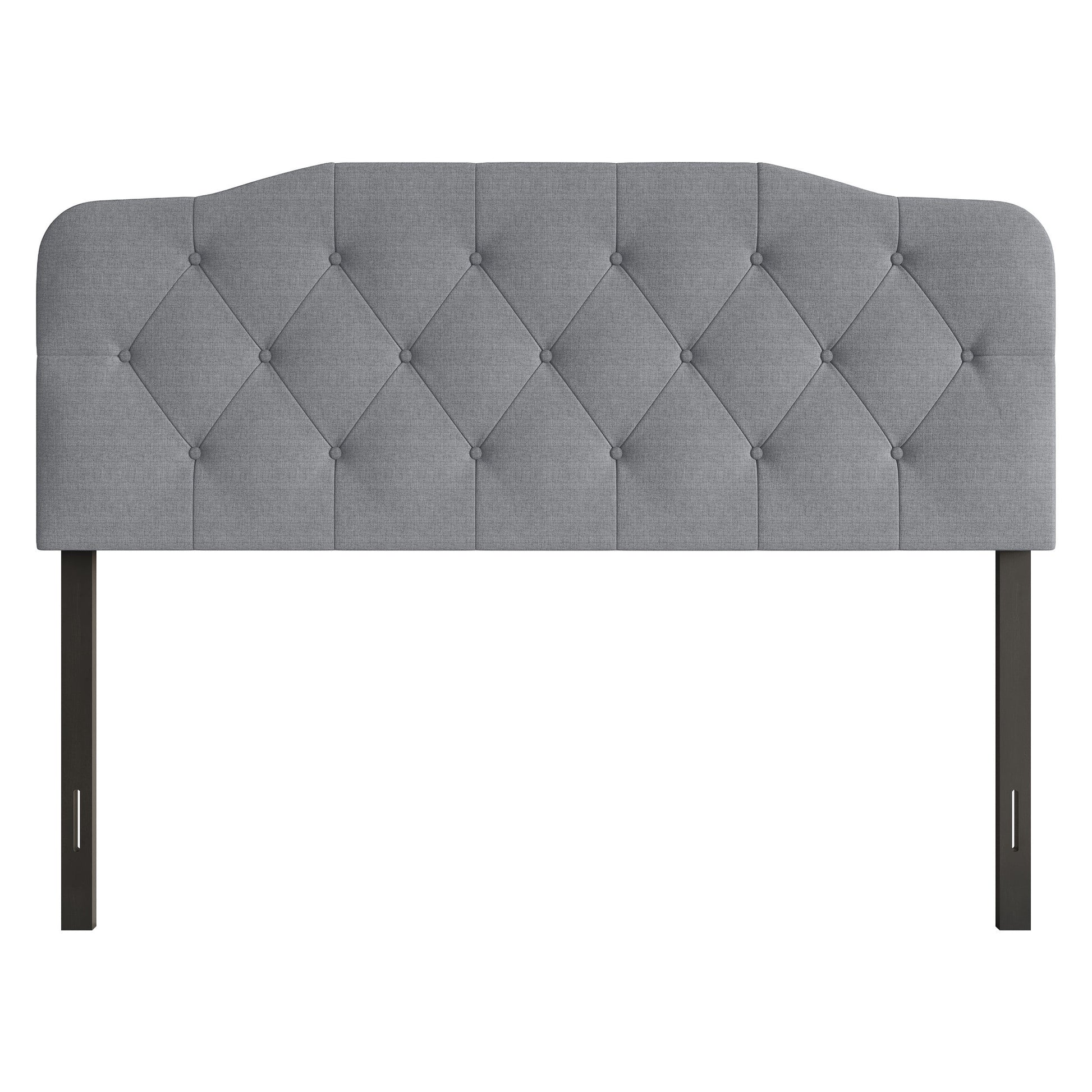 Home Design Angela Twin Button-Tufted Upholstered Headboard with Adjustable Height and Foam Padding, Grey, Easy assembly