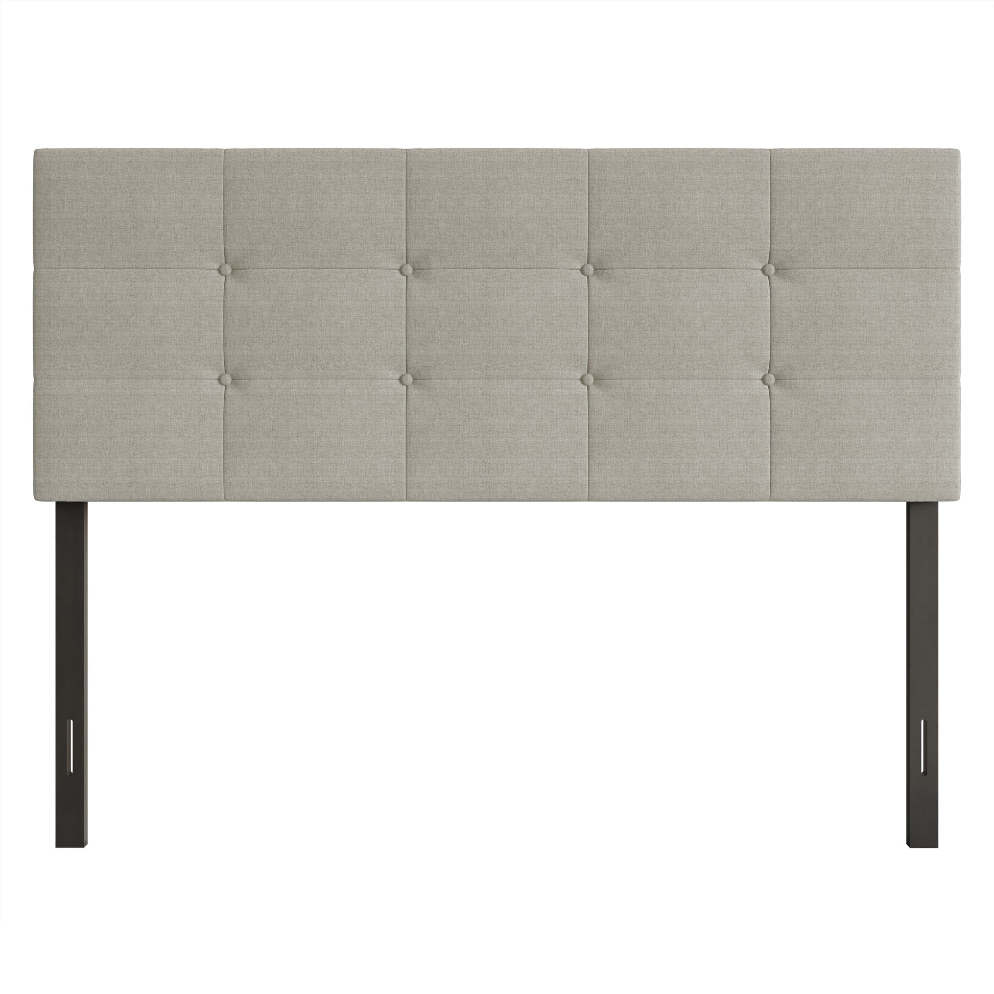 Home Design Gina Queen Tufted Upholstered Headboard with Button Tufts and Adjustable Height, Warm Gray, Easy assembly