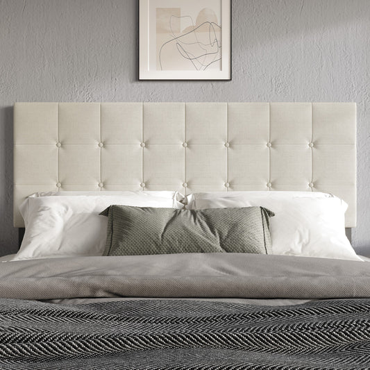 Home Design Ida Twin Upholstered Transitional Adjustable Headboard With Button Tufted For Adult, Grey