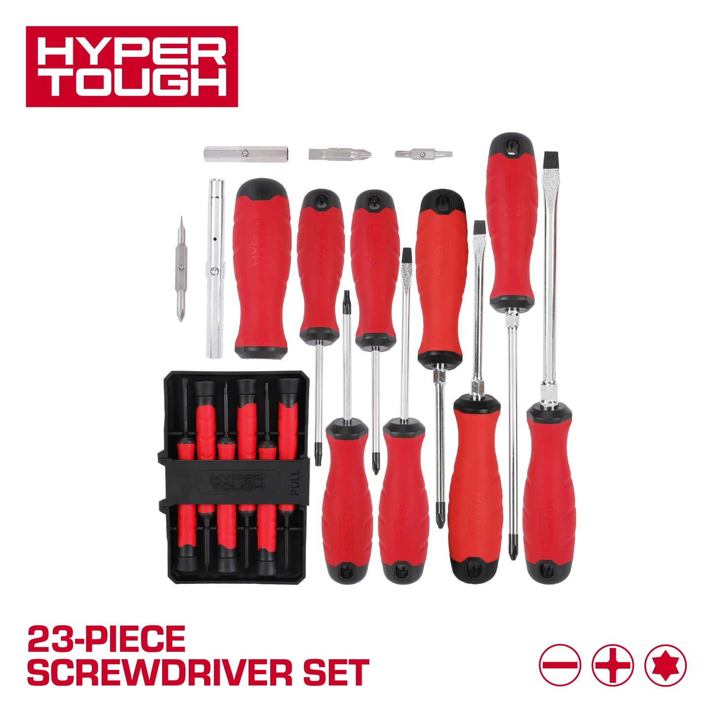 Hyper Tough 23-piece Screwdriver Set with Dual Material Tri-Oval Comfort Grips