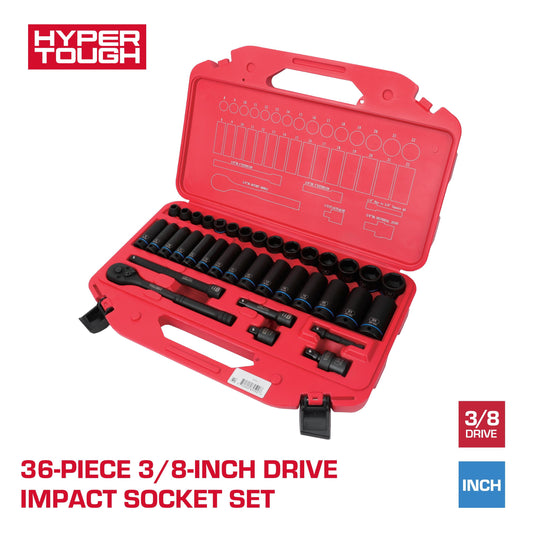 Hyper Tough 36-Piece 3/8-inch Drive Metric CRMO Impact Socket Set (mm)