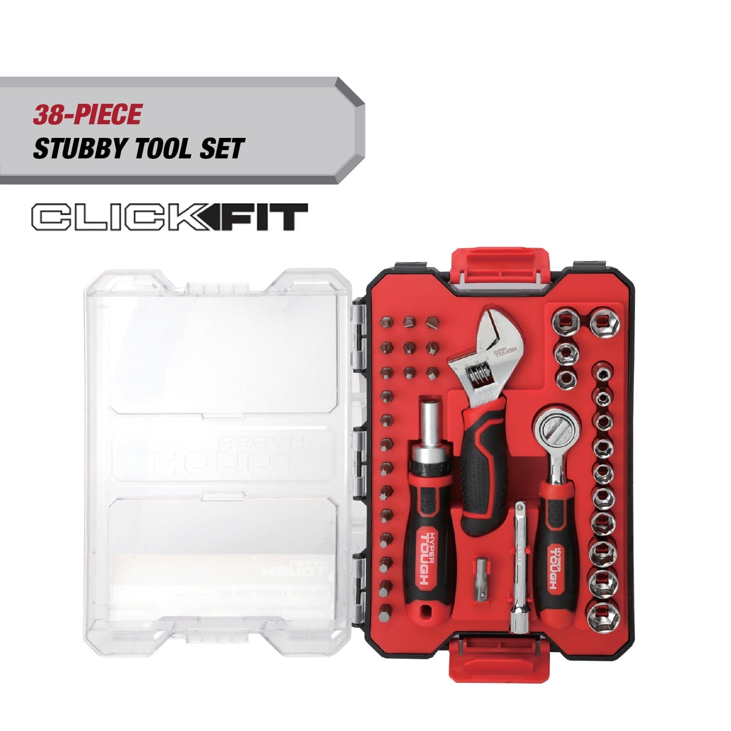Hyper Tough 38-Piece Stubby Tool Set in Click Fitâ„¢ Case