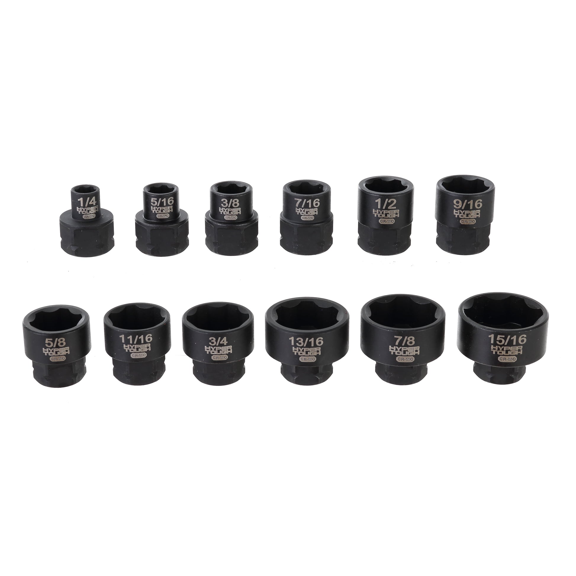 Hyper Tough 3/8-Inch Drive Nano Low-Profile Socket Set, SAE, 12 Pieces