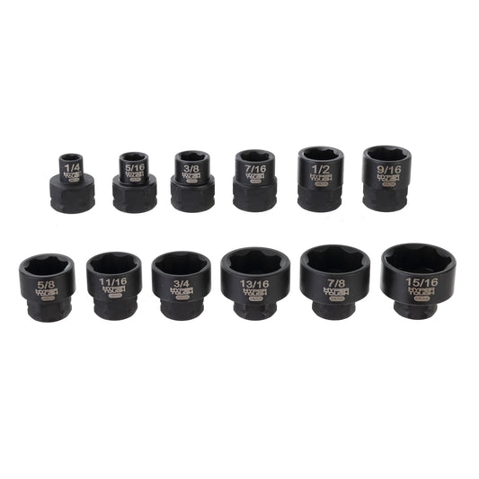 Hyper Tough 3/8-Inch Drive Nano Low-Profile Socket Set, SAE, 12 Pieces