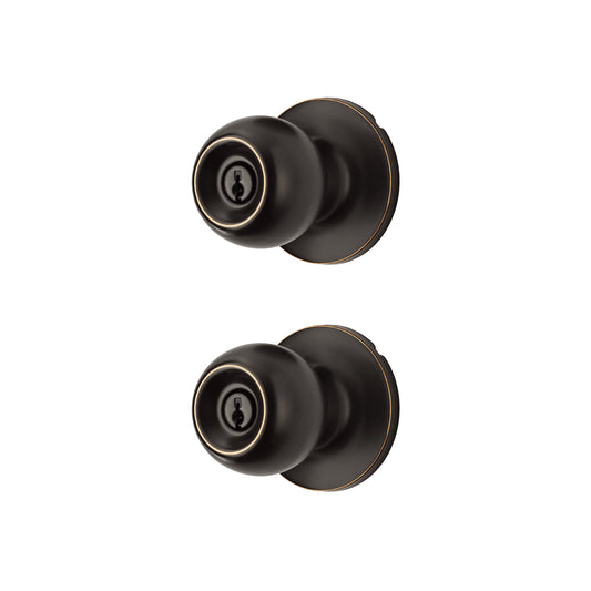 Hyper Tough Two Keyed Entry Ball Locking Doorknobs Oil Rubbed Bronze Finish Twin Pack