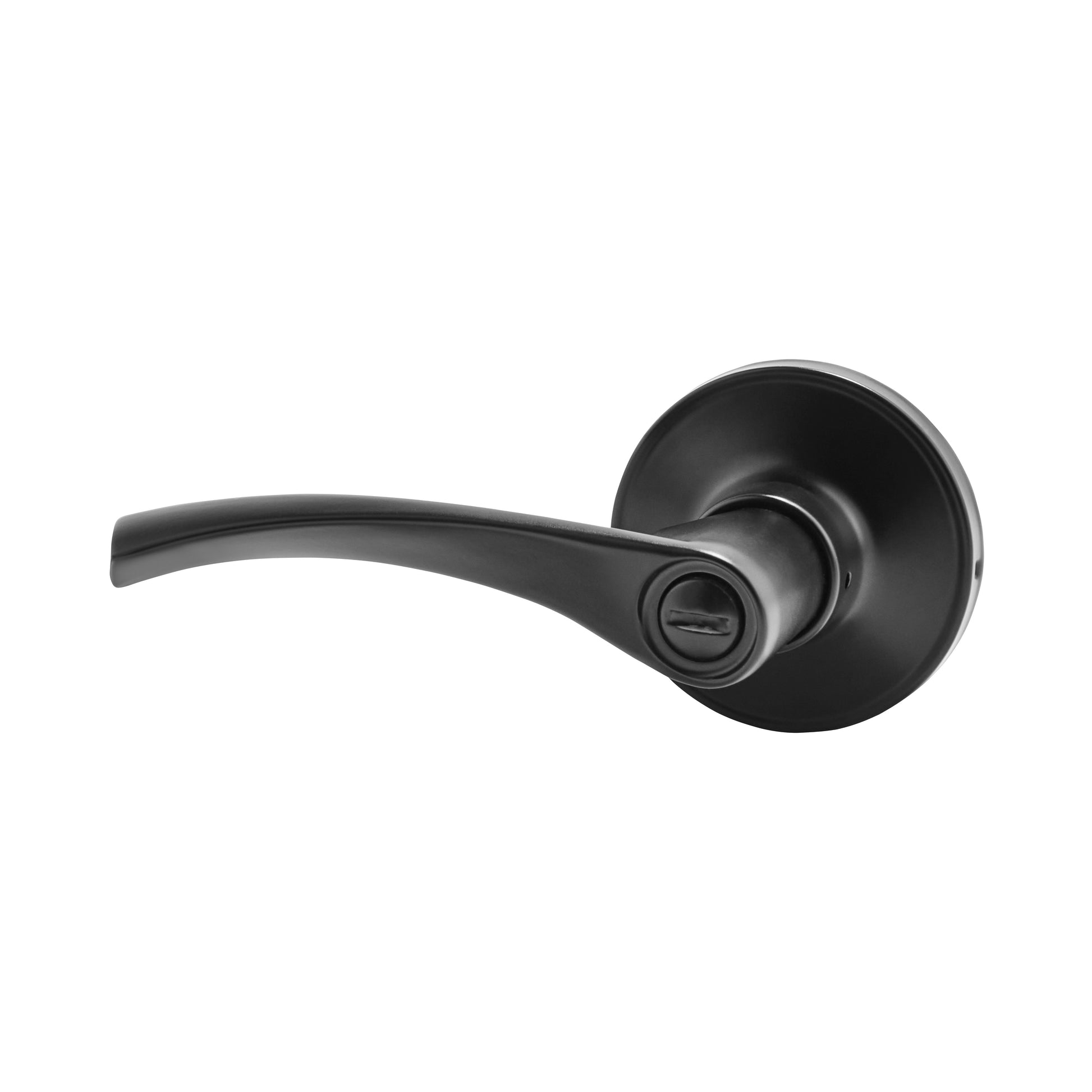 Hyper Tough Privacy Bed and Bath Door Lever in Matte Black with Round Rosette