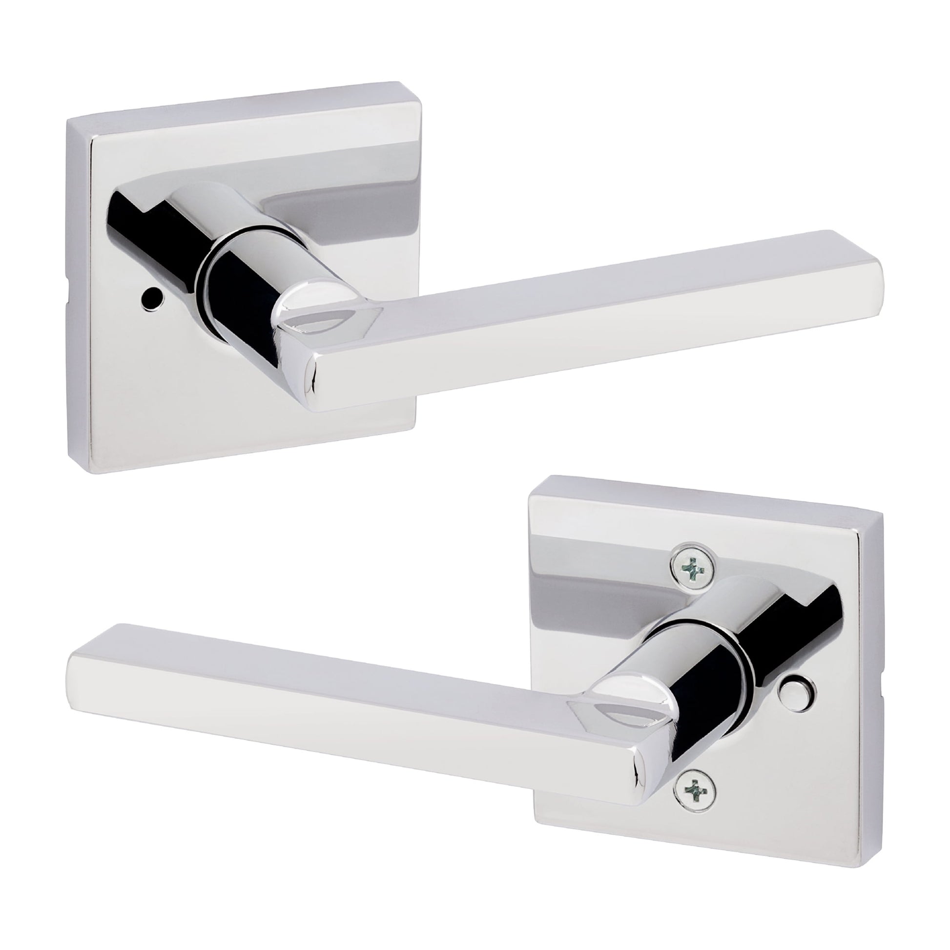 Kwikset Halifax Square Privacy Lever Doorknob Polished Chrome