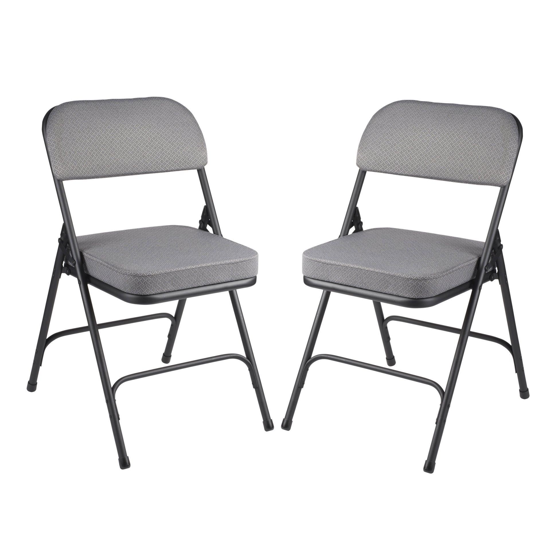 Hampden Furnishings Bernadine Collection Deluxe Fabric Padded Folding Chair, Charcoal Grey, Pack of 2
