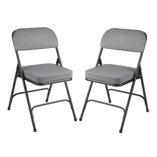 Hampden Furnishings Bernadine Collection Deluxe Vinyl Padded Folding Chair, Black, Pack of 2