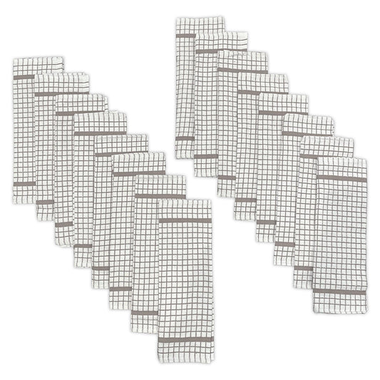 Hampton 16-Piece Check Dishcloth Set in Grey