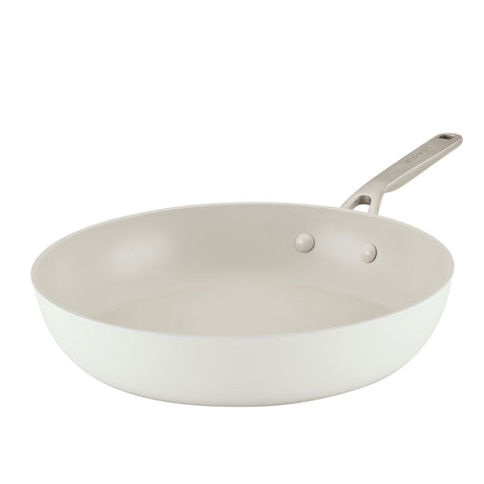 KitchenAid Hard Anodized 12.25 Inch Ceramic Nonstick Frying Pan, Oven Safe to 500Â°F, Porcelain White