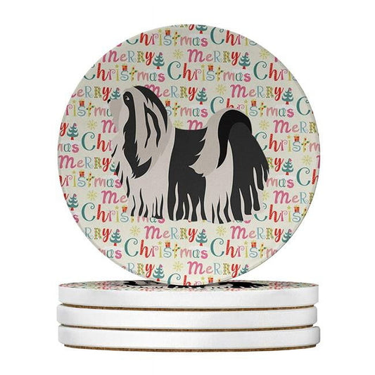 Havanese #1 Merry Christmas Large Sandstone Coasters Pack of 4 4 in x 4 in