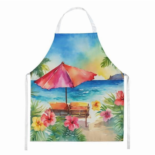 Hawaii Hawaiian Hibiscus in Watercolor Apron 27 in x 30 in