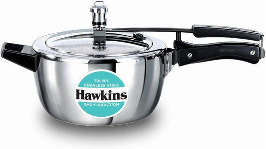 Hawkins 3.5 Liter Triply Stainless Steel Pressure Cooker, Inner Lid Cooker