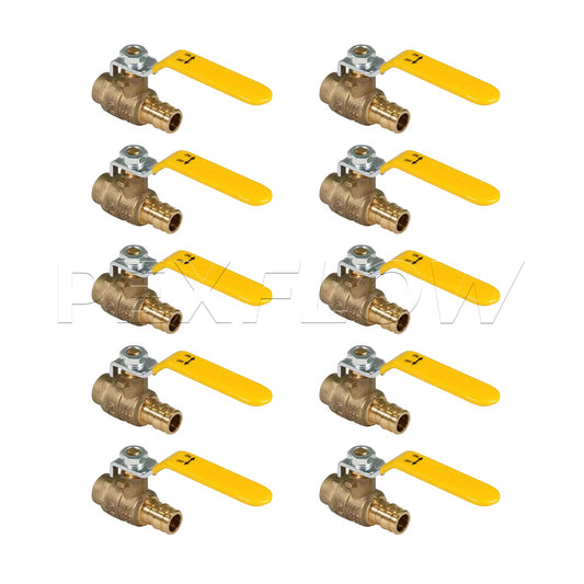 Heavy Duty Brass Full Port PEX Ball Valve with 3/4 in. SWT x 3/4 in. PEX Connections (10 Pack)