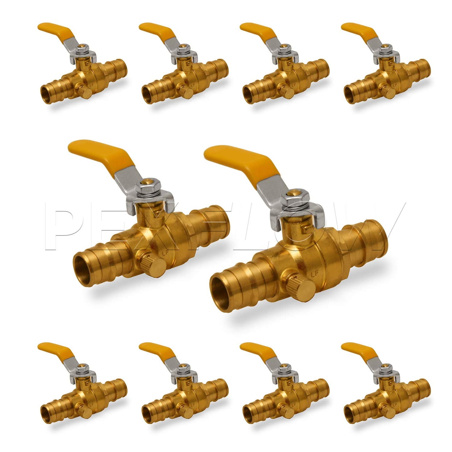 Heavy Duty Brass Full Port PEX Ball Valve with Drain, with 1/2 in. Expansion PEX Connection (10 Pack)
