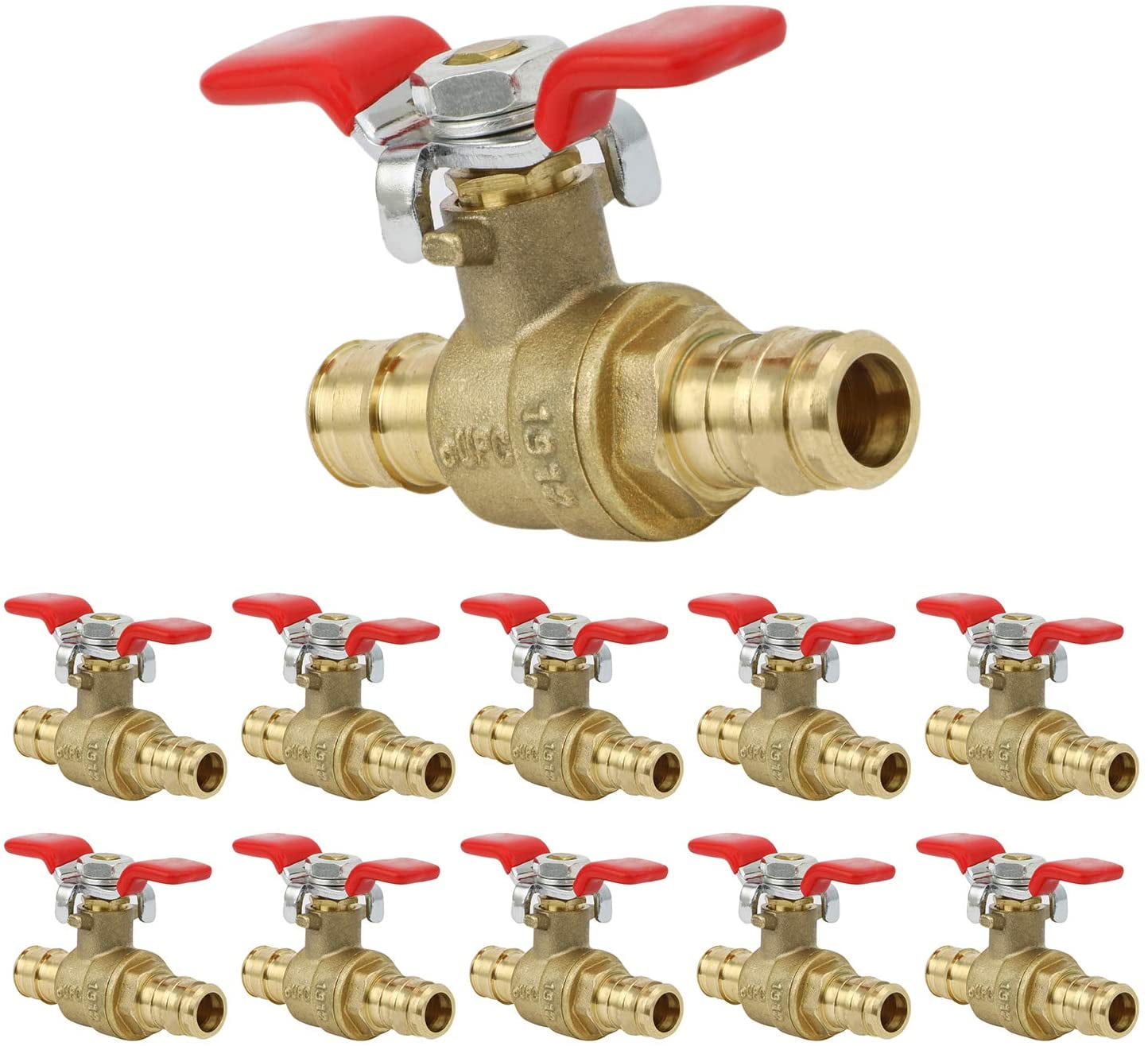 Heavy Duty Brass Full Port T-Handle PEX Ball Valve with 1/2 in. Expansion Pex Connection (10 Pack)