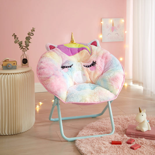 Heritage Club 23" Figural Critter Saucer Chair, Rainbow Unicorn