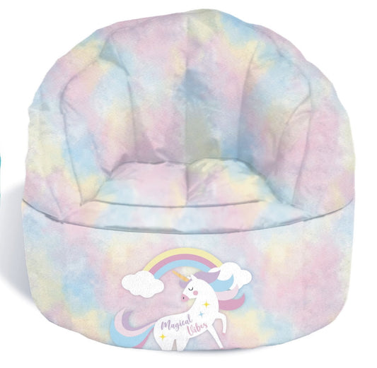 Heritage Kids Multicolored Tie Dye Unicorn Round Bean Bag for Children's Room DÃ©cor