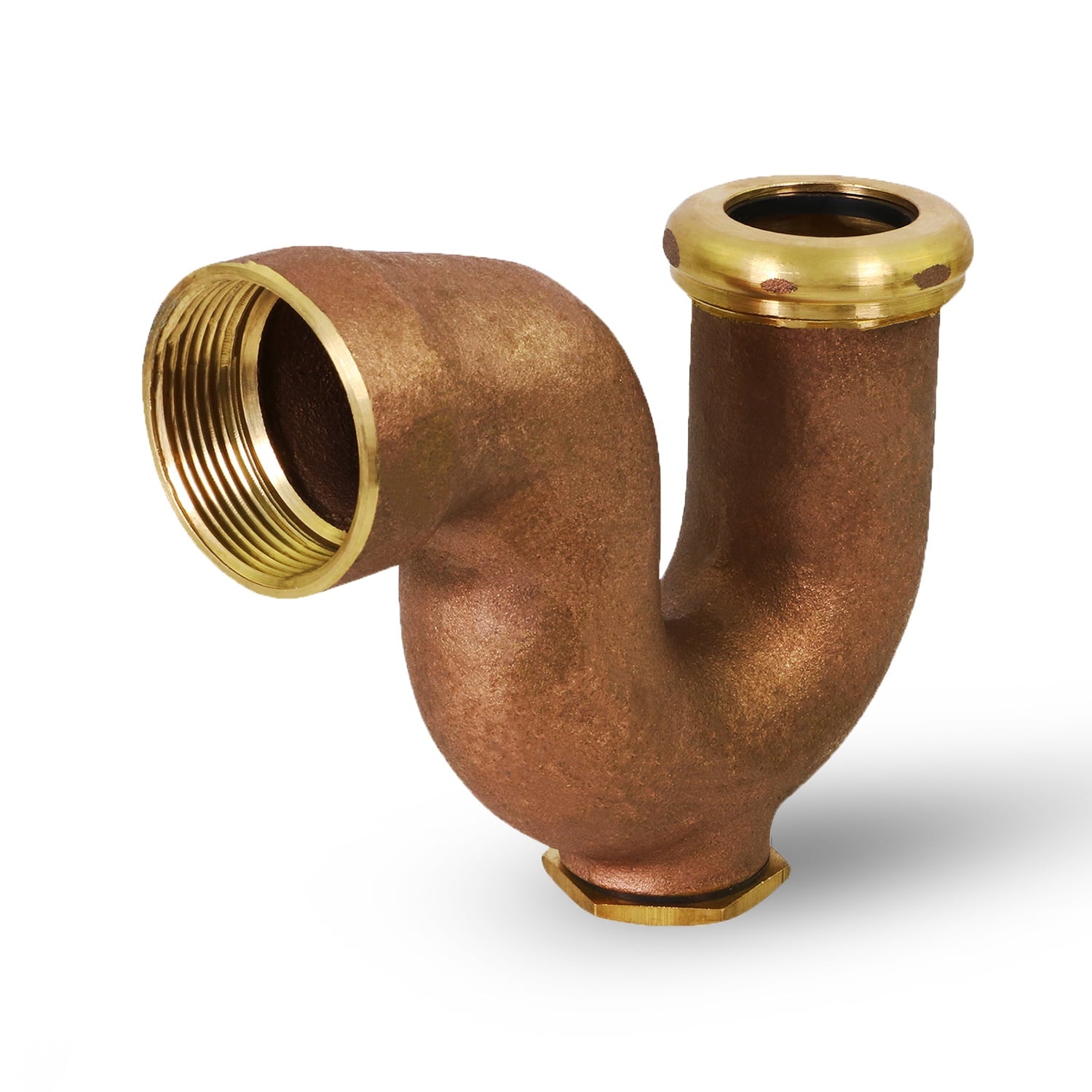 Highcraft 1242 NY Regular Trap with Drain Plug for Tubular Drain Applications, 1-1/2 in. x 1-1/4 in., Brass