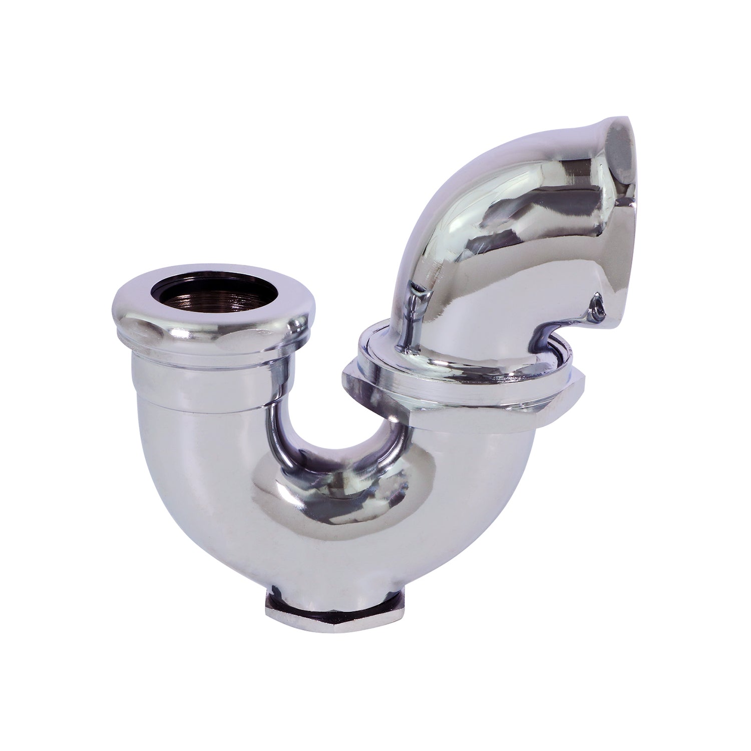 Highcraft 13151 LA Pattern Trap with Drain Plug for Tubular Drain Applications, 1-1/2 in. IPS x 1-1/4 in., Brass, Chrome Plated