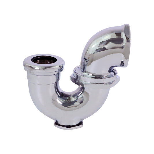 Highcraft 13151 LA Pattern Trap with Drain Plug for Tubular Drain Applications, 1-1/2 in. IPS x 1-1/4 in., Brass, Chrome Plated