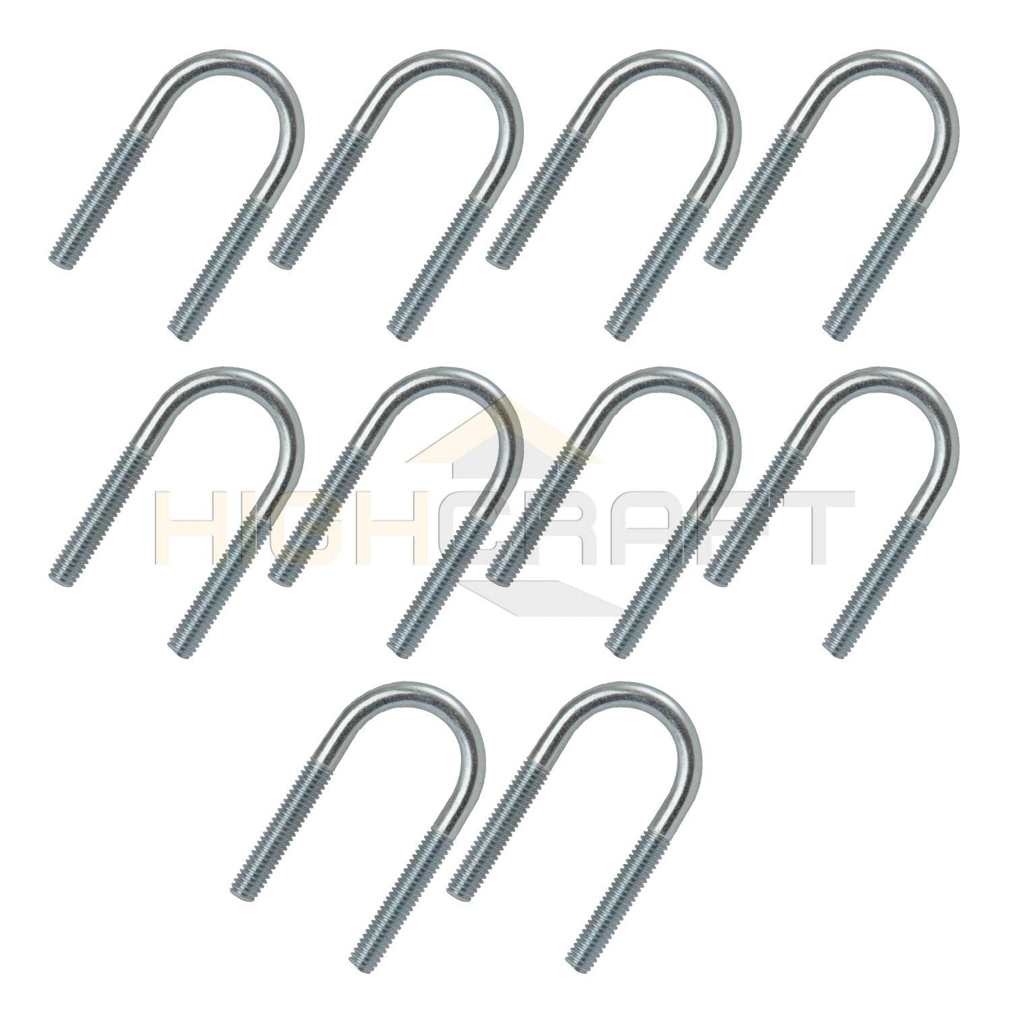 Highcraft 5 in. Light Duty Galvanized Steel U-Bolt Pipe Clamp with Hex Nuts (10-Pack)