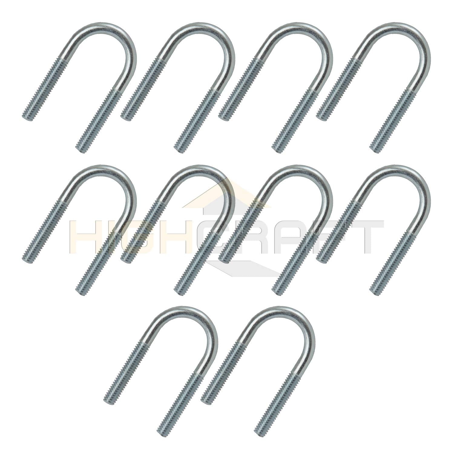 Highcraft 5 in. Light Duty Galvanized Steel U-Bolt Pipe Clamp with Hex Nuts (10-Pack)
