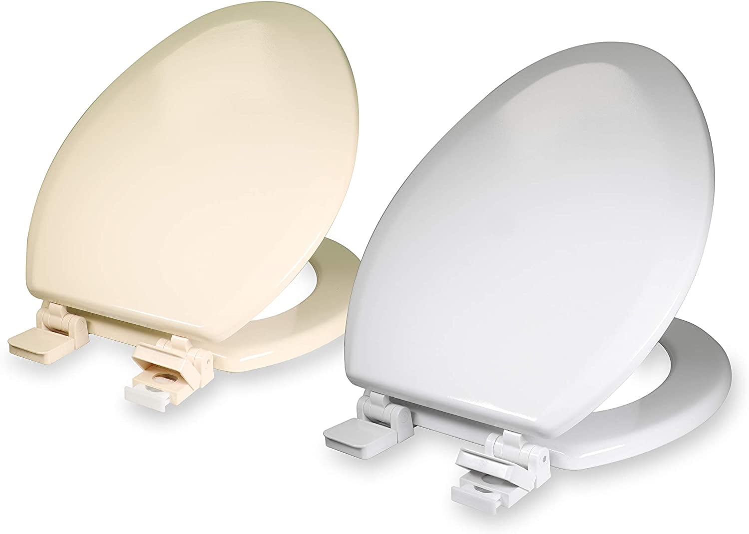 Highcraft Elongated Molded Wood Toilet Seat Slow Close Adjustable Hinge Bone