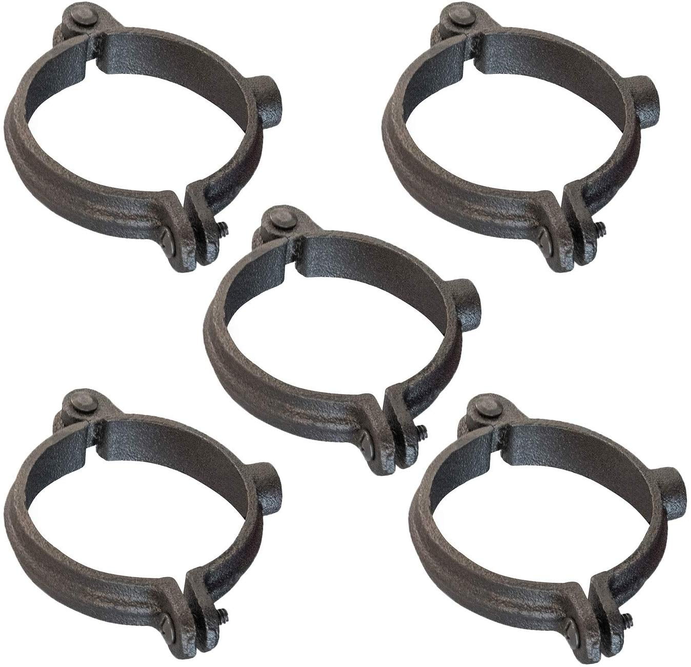 Highcraft Hinged Split Ring Pipe Hanger, 1 in. Malleable Iron Extension Hanger with 3/8 in. Threaded Rod Fitting for Suspending Tubing (10 Pack)