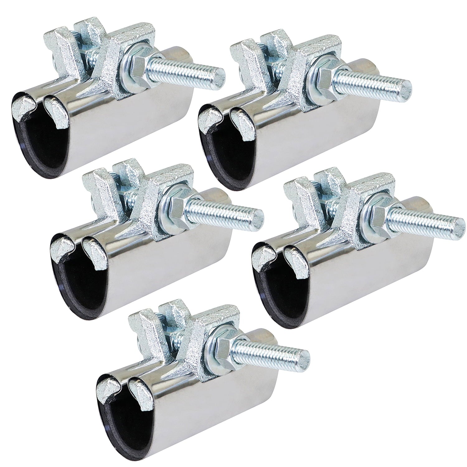 Highcraft Pipe Repair Clamp 1/2" One Bolt, 3" Long Stainless Steel (5 Pack)