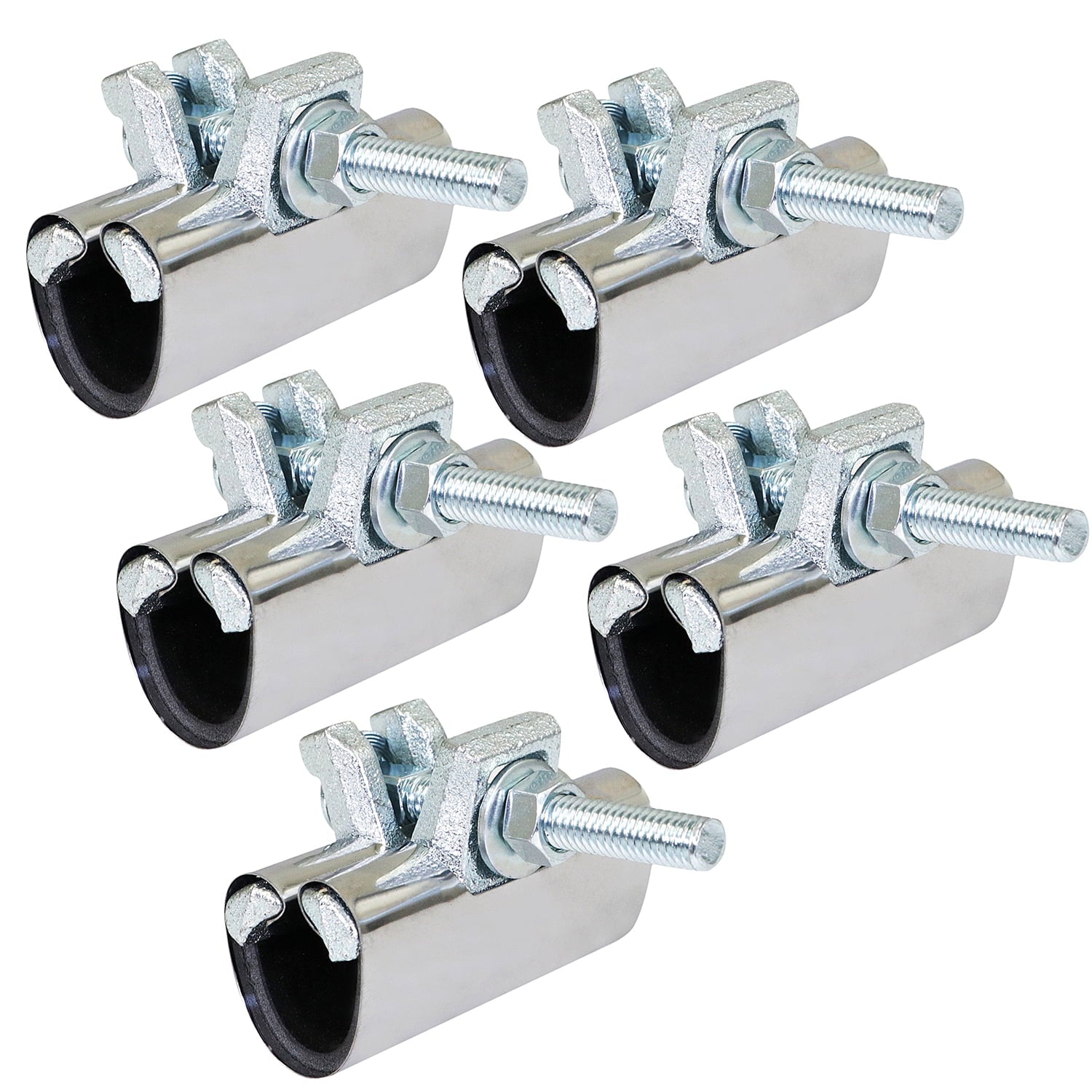 Highcraft Pipe Repair Clamp 2" One Bolt, 3" Long Stainless Steel (5 Pack)