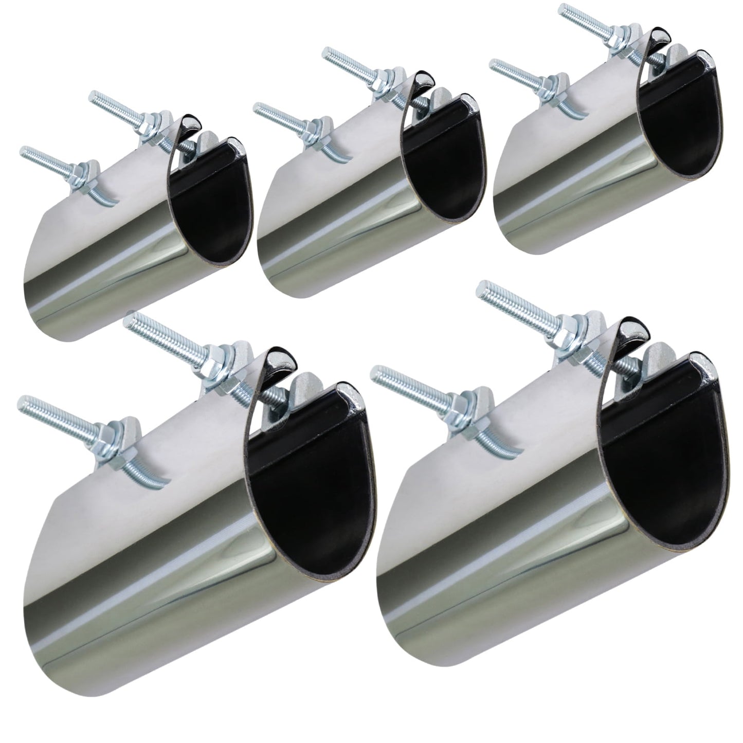 Highcraft Pipe Repair Clamp 4" One Bolt, 6" Long Stainless Steel (5 Pack)