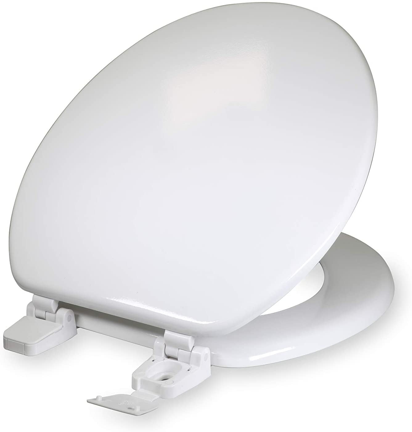 Highcraft Round Molded Wood Toilet Seat Slow Close Adjustable Hinge, White